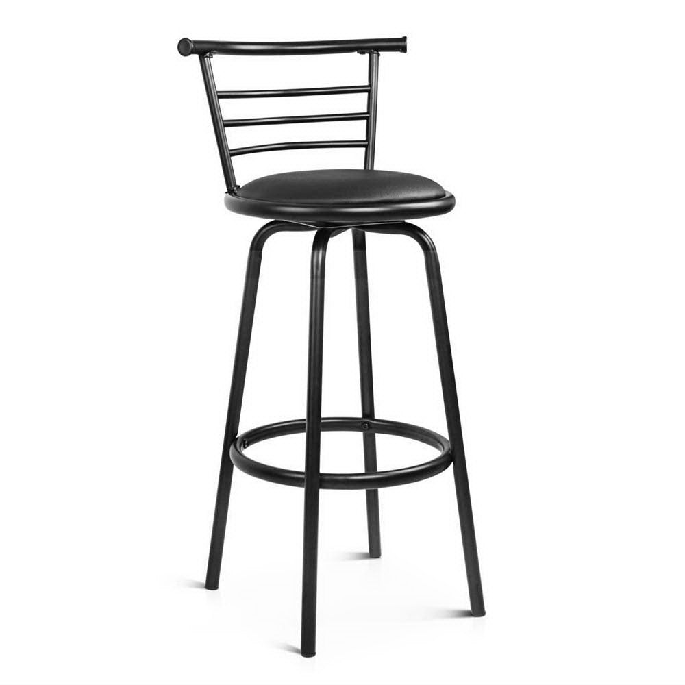 2x Chair Stools - PU Leather/Tubular Steel - Swivel - Black