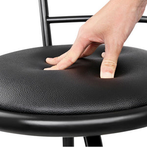 2x Chair Stools - PU Leather/Tubular Steel - Swivel - Black