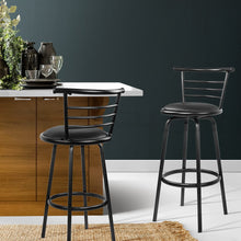 Load image into Gallery viewer, 2x Chair Stools - PU Leather/Tubular Steel - Swivel - Black
