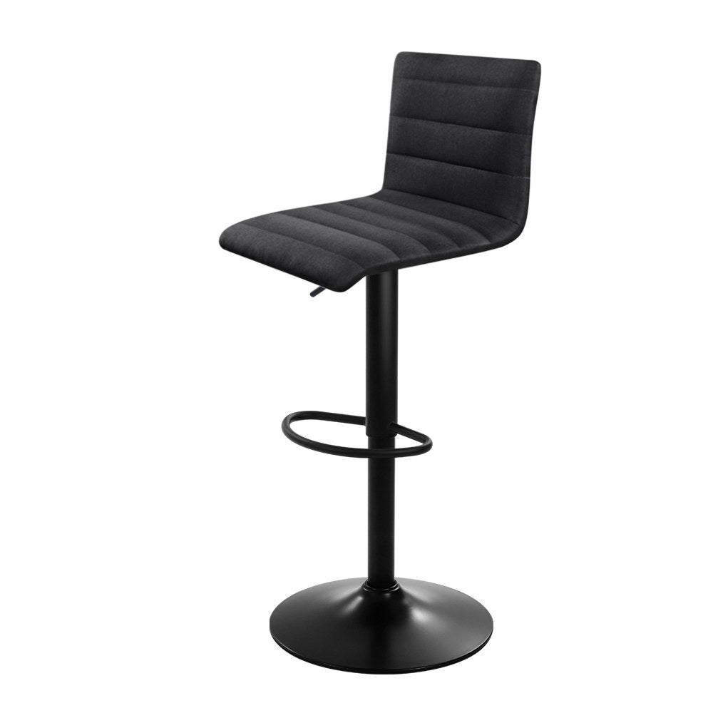2x Stools - Fabric - Gas Lift - Swivel - Black