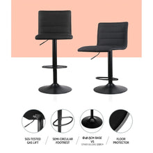 Load image into Gallery viewer, 2x Stools - Fabric - Gas Lift - Swivel - Black
