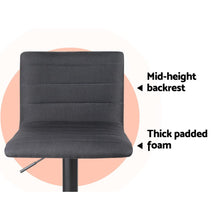 Load image into Gallery viewer, 2x Stools - Fabric - Gas Lift - Swivel - Black
