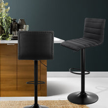 Load image into Gallery viewer, 2x Stools - Fabric - Gas Lift - Swivel - Black
