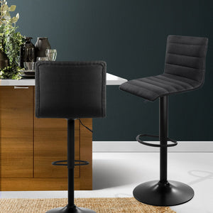 2x Stools - Fabric - Gas Lift - Swivel - Black