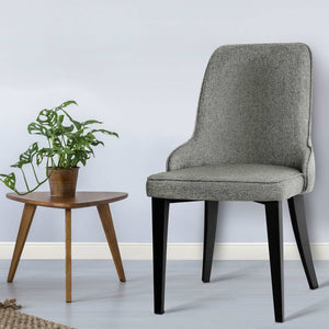 2x Dining Chairs - Fabric - Grey