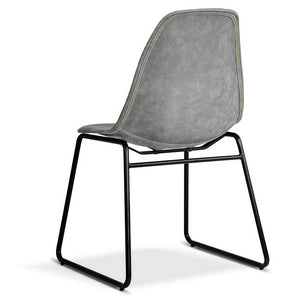 2x PU Dining or Waiting Room Chairs - Leather - Grey