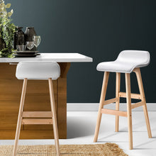 Load image into Gallery viewer, 2x Chair Stool - Wood/PU Leather - White
