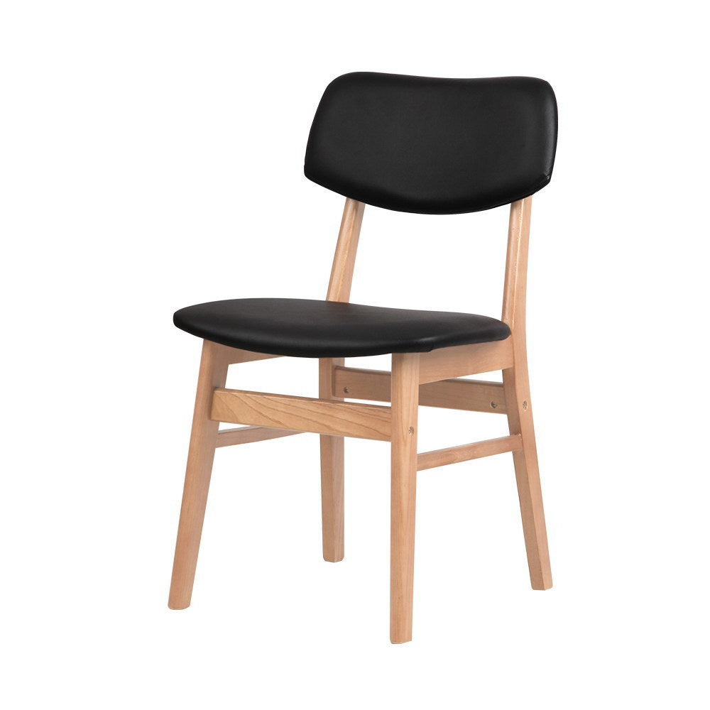 2x Dining or Waiting Room Chairs - Wood / PVC - Black