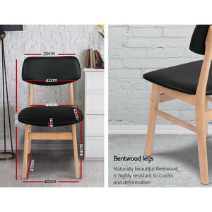 2x Dining or Waiting Room Chairs - Wood / PVC - Black