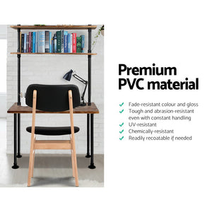 2x Dining or Waiting Room Chairs - Wood / PVC - Black