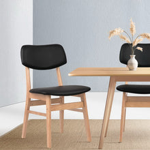 Load image into Gallery viewer, 2x Dining or Waiting Room Chairs - Wood / PVC - Black
