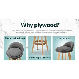 2x Chair Stools - Fabric - Grey