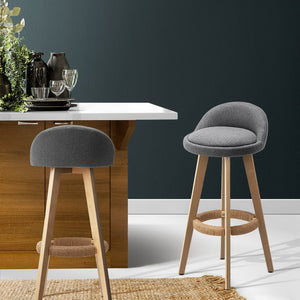 2x Chair Stools - Fabric - Grey