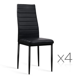 4x Dining or Waiting Room Chairs - PVC Leather - Black