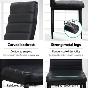 4x Dining or Waiting Room Chairs - PVC Leather - Black