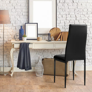 4x Dining or Waiting Room Chairs - PVC Leather - Black