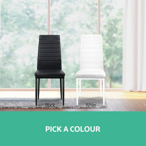 4x Dining or Waiting Room Chairs - PVC Leather - Black