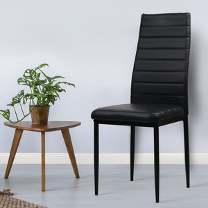 4x Dining or Waiting Room Chairs - PVC Leather - Black
