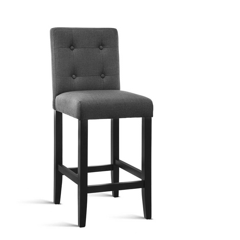2x French Provincial Chair Stools - Wooden - Charcoal