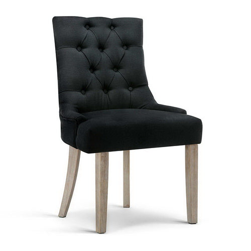 Artiss Dining Chairs Chair French Provincial Wooden Fabric Retro Cafe Black x1
