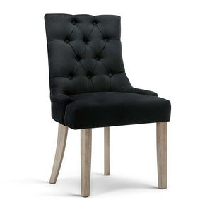 Artiss Dining Chairs Chair French Provincial Wooden Fabric Retro Cafe Black x1