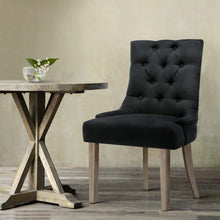 Load image into Gallery viewer, Chair - Dining - French Provincial - Retro Cafe - Wood/Fabric - Black
