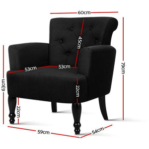 Artiss French Lorraine Chair Retro Wing - Black