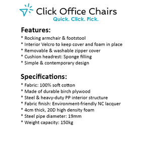 Wooden Rocking Armchair with Foot Stool - Beige
