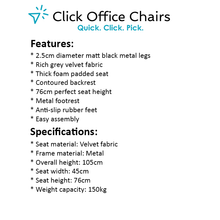 Load image into Gallery viewer, 2x Plush Chair Stools - Velvet/Metal - 2 Colours - Green, Grey
