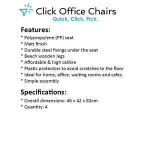 4x Retro Chairs - Beech Wood - 2 Colours - Black or White