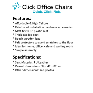 2x Padded Chairs - Beech Wood - 2 Colours - Black, White
