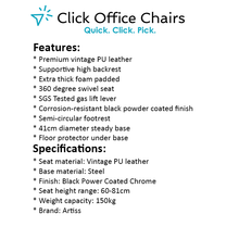 Load image into Gallery viewer, 2x Chair Stools - Classic Vintage Leather - Gas Lift/Swivel - Brown, Black
