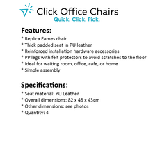 Load image into Gallery viewer, 4x Retro Padded Chairs - PU Leather - Black
