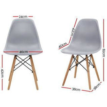Load image into Gallery viewer, 4x Retro Replica Eames Chairs - Wood/Beech Legs - Grey
