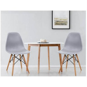 4x Retro Replica Eames Chairs - Wood/Beech Legs - Grey