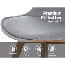 Load image into Gallery viewer, 4x Retro Replica Eames Chairs - PU Leather - Beech Wood Legs - Grey
