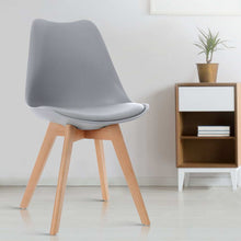 Load image into Gallery viewer, 4x Retro Replica Eames Chairs - PU Leather - Beech Wood Legs - Grey
