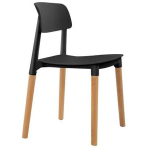 4x Belloch Replica Dining Chairs - Wood/Beech Legs - Stackable - Black