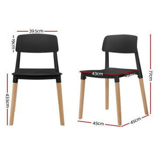 4x Belloch Replica Dining Chairs - Wood/Beech Legs - Stackable - Black