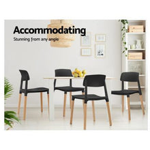 Load image into Gallery viewer, 4x Belloch Replica Dining Chairs - Wood/Beech Legs - Stackable - Black
