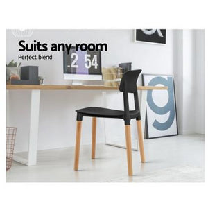 4x Belloch Replica Dining Chairs - Wood/Beech Legs - Stackable - Black