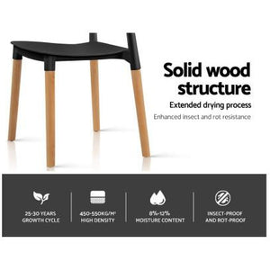 4x Belloch Replica Dining Chairs - Wood/Beech Legs - Stackable - Black