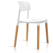 Load image into Gallery viewer, 4x Belloch Replica Dining Chairs - Wood/Beech Legs - Stackable - White
