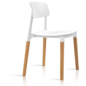 4x Belloch Replica Dining Chairs - Wood/Beech Legs - Stackable - White