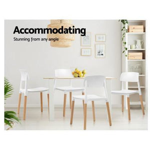 4x Belloch Replica Dining Chairs - Wood/Beech Legs - Stackable - White