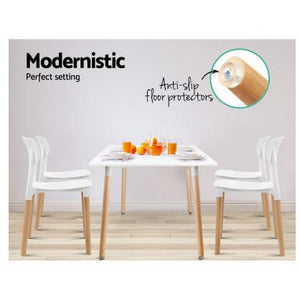 4x Belloch Replica Dining Chairs - Wood/Beech Legs - Stackable - White