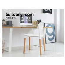 Load image into Gallery viewer, 4x Belloch Replica Dining Chairs - Wood/Beech Legs - Stackable - White
