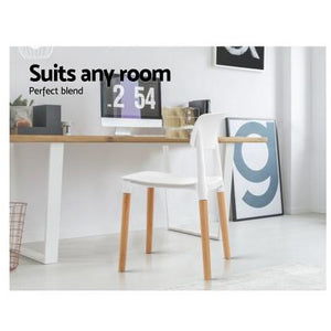 4x Belloch Replica Dining Chairs - Wood/Beech Legs - Stackable - White