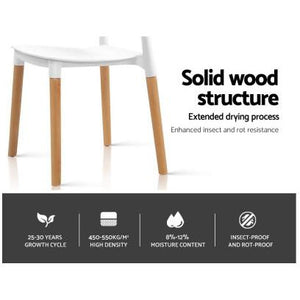 4x Belloch Replica Dining Chairs - Wood/Beech Legs - Stackable - White