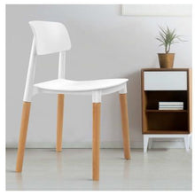 Load image into Gallery viewer, 4x Belloch Replica Dining Chairs - Wood/Beech Legs - Stackable - White
